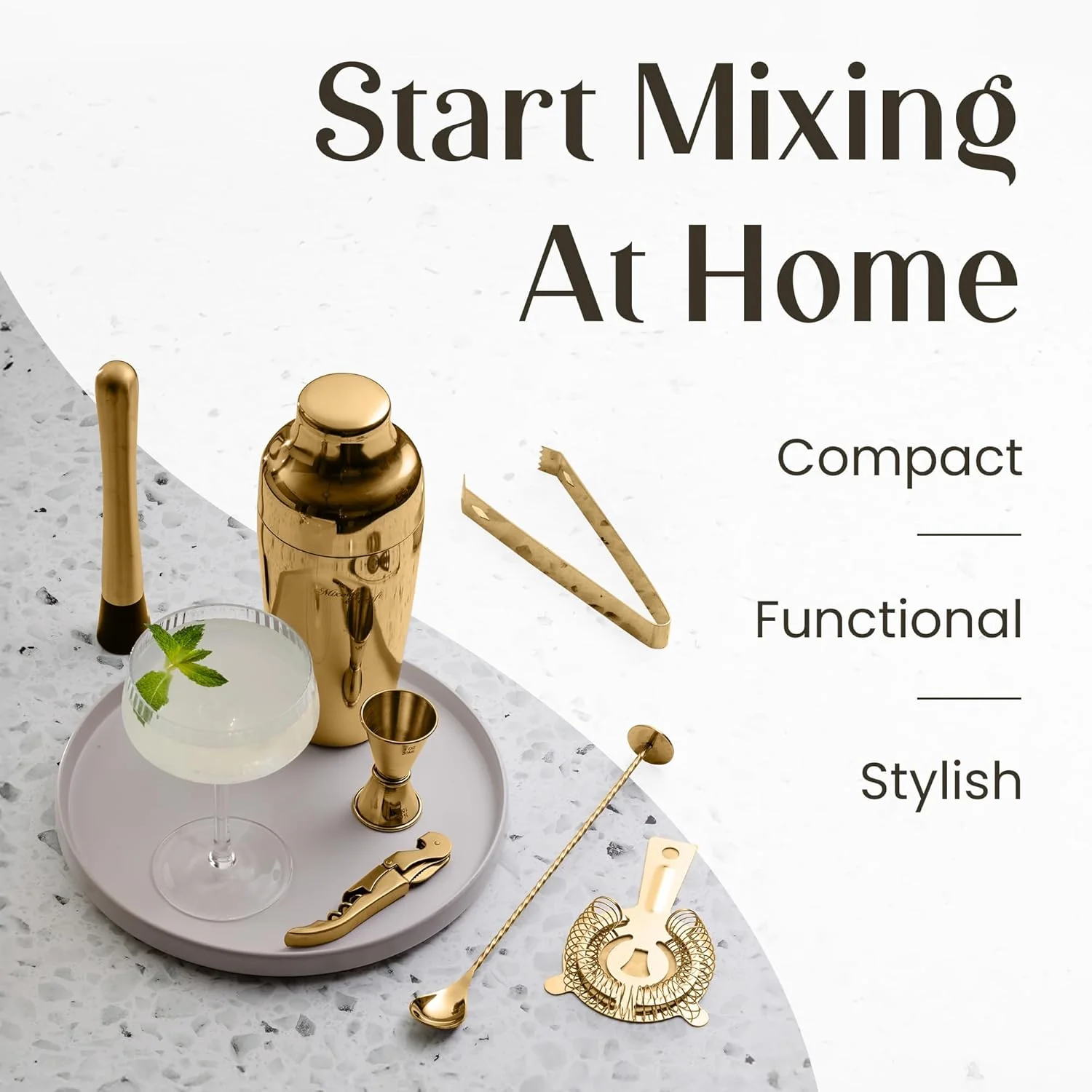 Bartender Kit with Oval Wood Stand | 10-Piece - Image 3